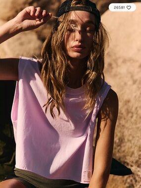 Free People Sleeveless Cropped Tank Top - Light Pink XS